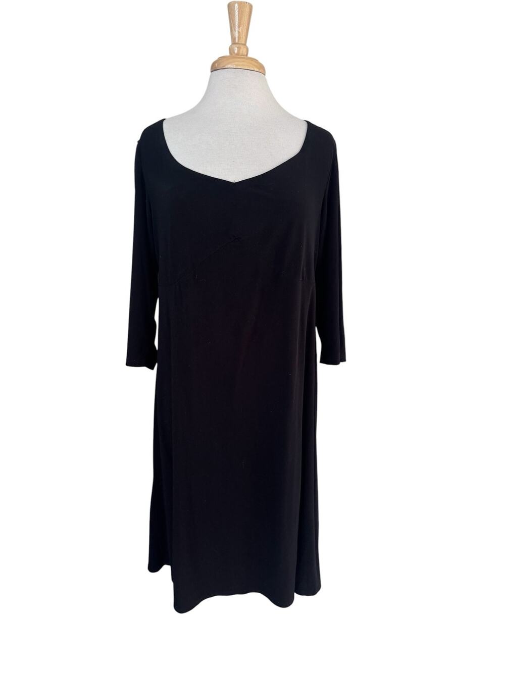 JUMP Wendye Chaitin LBD 3/4 Sleeve Jersey Knit Dress in Black Size 14W Womens